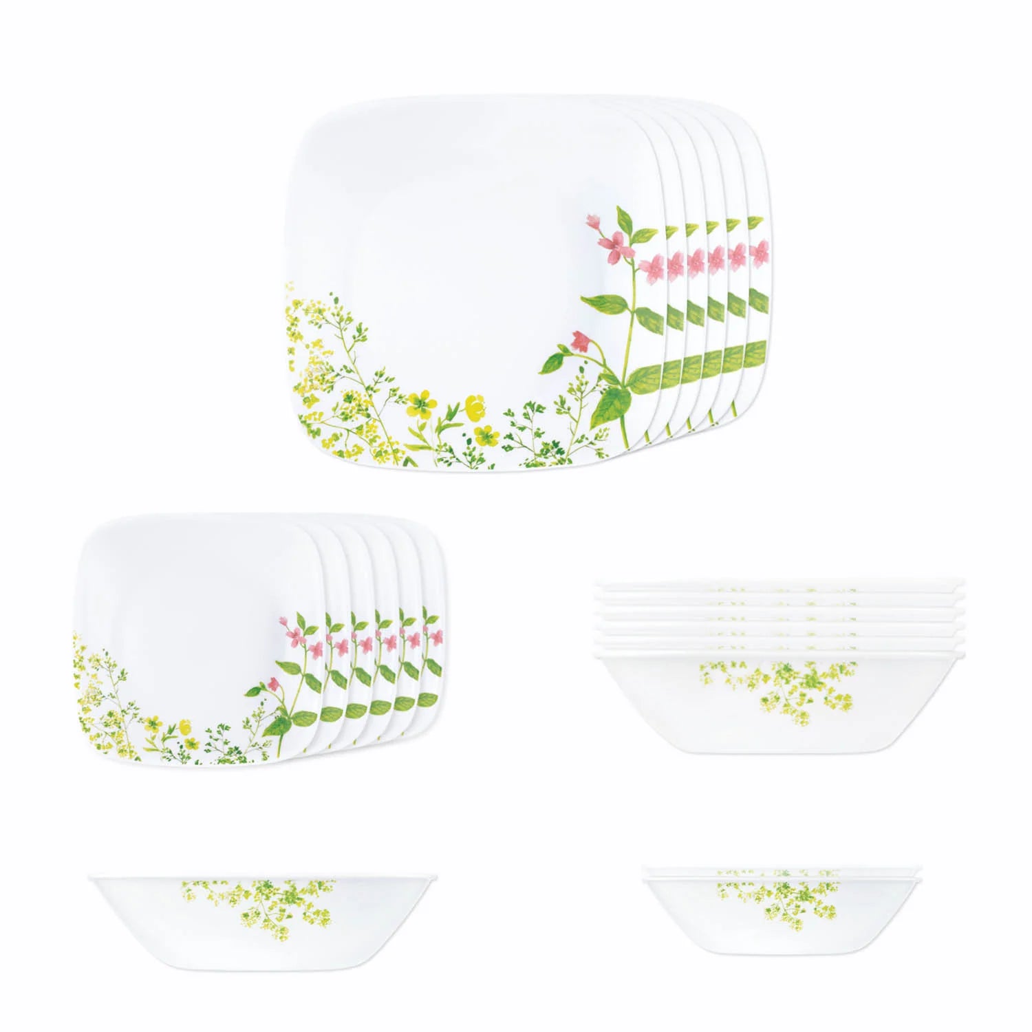 CORELLE 21 PC SQR DINNER SET- PROVENCE GARDEN – Mahavir World