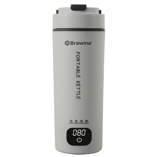 Brewine Portable Kettle,450ml,Grey, Multi-Temp-Setting,Auto Cut-Off, Digital Display,Touch Button,Wide Voltage Range220-230V Suitable for India,300 Watt