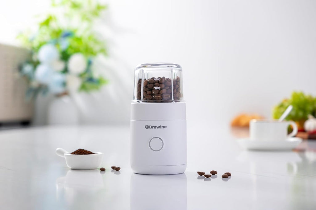 Brewine 2-in-1 Portable Blender & Grinder, USB Rechargeable, 75W Motor, 2000 x 2mAh Battery, 500ml Tritan Cup for Smoothies, Ice, Shakes, 304 SUS Blades, 20g Glass Grinder for Baby Food & Dry Grinding