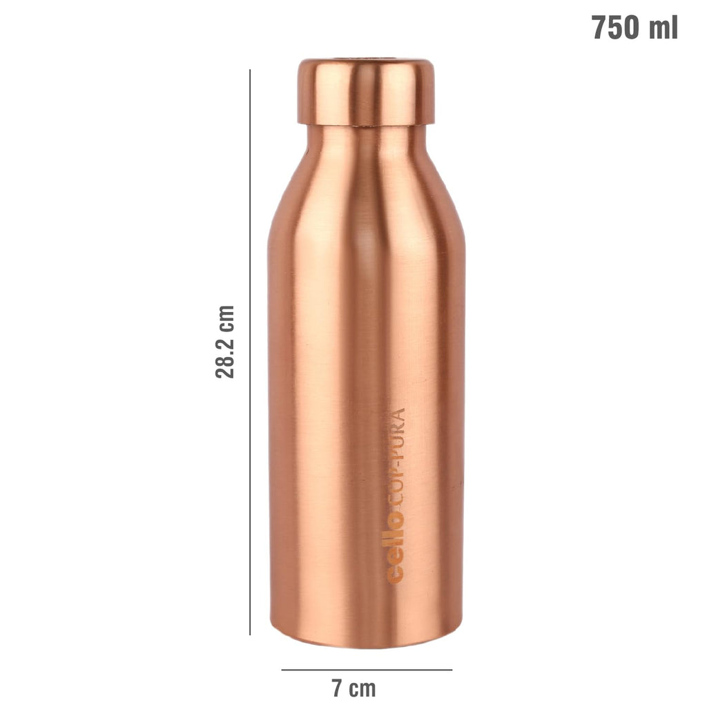 Cello Cop- Pura Moksha Copper Bottle, 750 ml, Copper, Medium (Model: CLO_MKSHA_CBTTLE_750ML, Pack of 1)