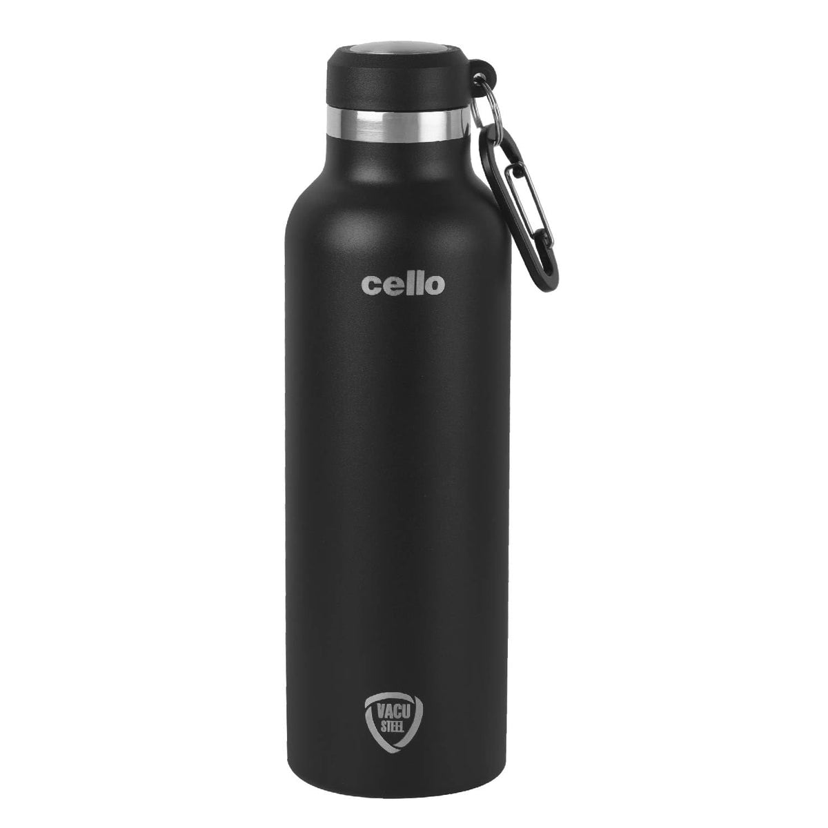 Cello Duro Hector Thermosteel Water Bottle 550 ml, Black | ISI Certified Stainless Steel, Double Walled Vacuum Insulated Flask | 24 Hrs Hot & Cold Thermos Water Bottle For Office, Gym, Travel, Gifting