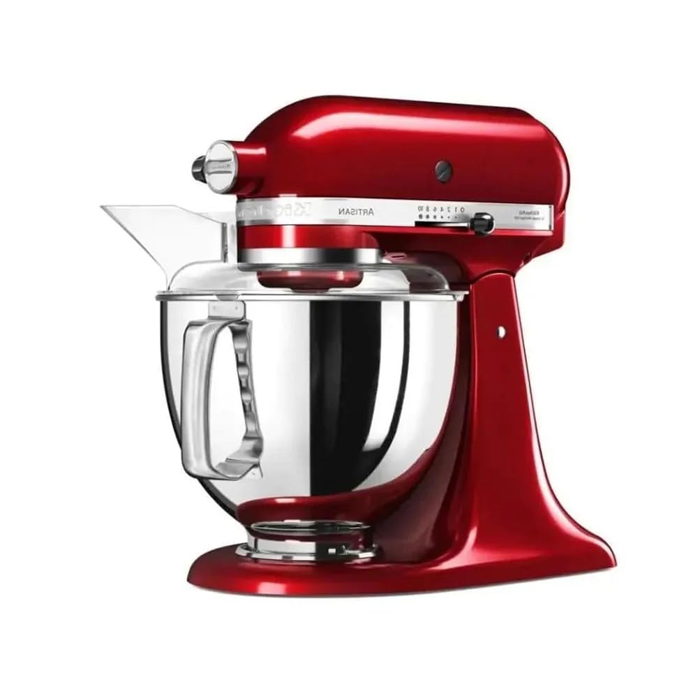KitchenAid 4.8L Artisan Tilt-Head Stand Mixer – 300W, 10-Speed, Stainless Steel Bowl, Color: Candy Apple– 4.8L Capacity, Includes Flat Beater, Dough Hook, and Wire Whip