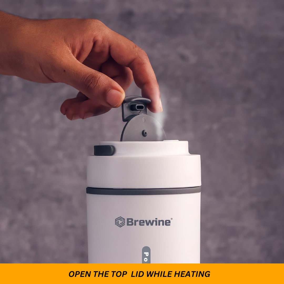 Brewine Portable Kettle,450ml,Grey, Multi-Temp-Setting,Auto Cut-Off, Digital Display,Touch Button,Wide Voltage Range220-230V Suitable for India,300 Watt