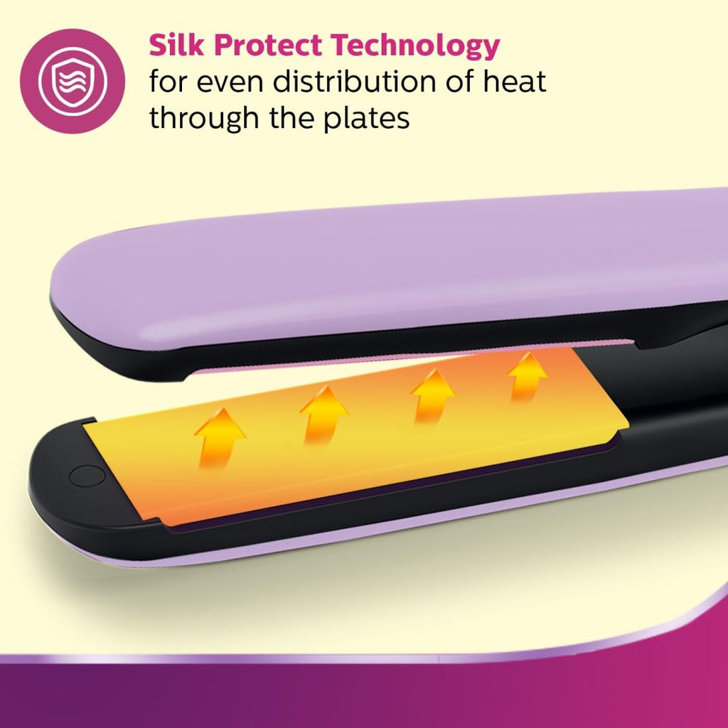 Philips India's No.1 Hair Styling Brand Hair Straightener, Minimized Heat Damage,SilkProtect Care, Titanium Ceramic Plates,Smooth Shiny Straight Hair, 2 Temperature Settings,For Indian Hair,BHS393