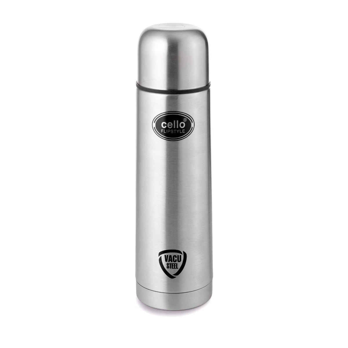 Cello Flipstyle Thermosteel Water Bottle with Jacket 750ml, Silver | 24 Hours Hot and Cold | Double Walled | Vacuum Insulated Flip Lid Flask Bottle | Perfect for Water, Tea, Coffee & Cold Beverages