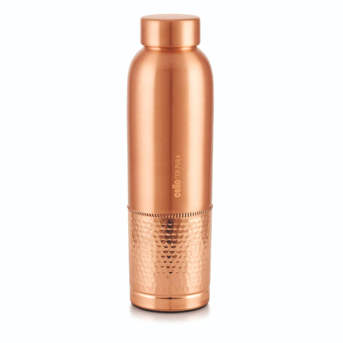 CELLO Megha Copper Water Bottle For Daily & Office Use 1000 ml | Leakproof & Rustproof ISI Certified Single Wall 100% Pure Copper Promotes Immunity, Improve Digestion & Supports Healthy Living