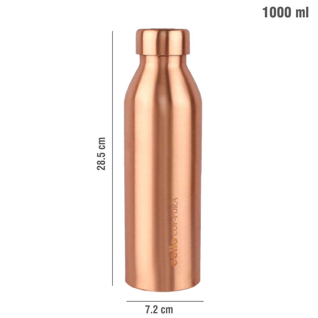 Cello Cop-Pura Moksha Copper Water Bottle, 1000ml, 1 Piece, Copper
