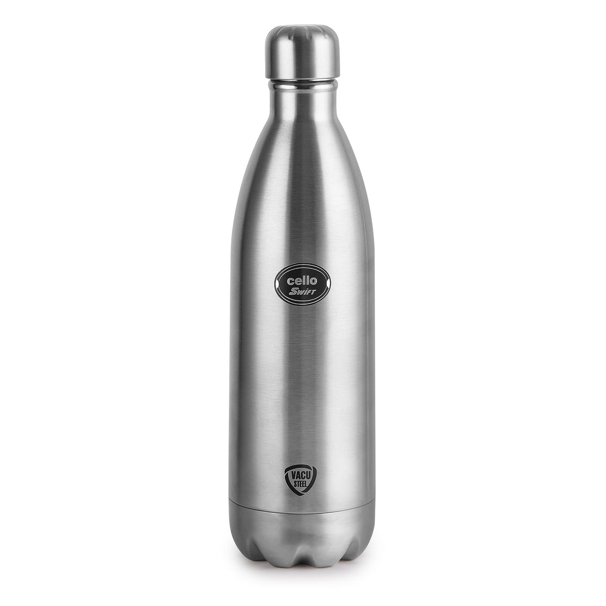 CELLO Swift Stainless Steel Hot and Cold Water Bottle 750 ml Silver | ISI Certified Spillproof Leakproof Double Wall Vacuum Insulated Thermos Flask Water Bottle for School Kids, Office Gym & Travel