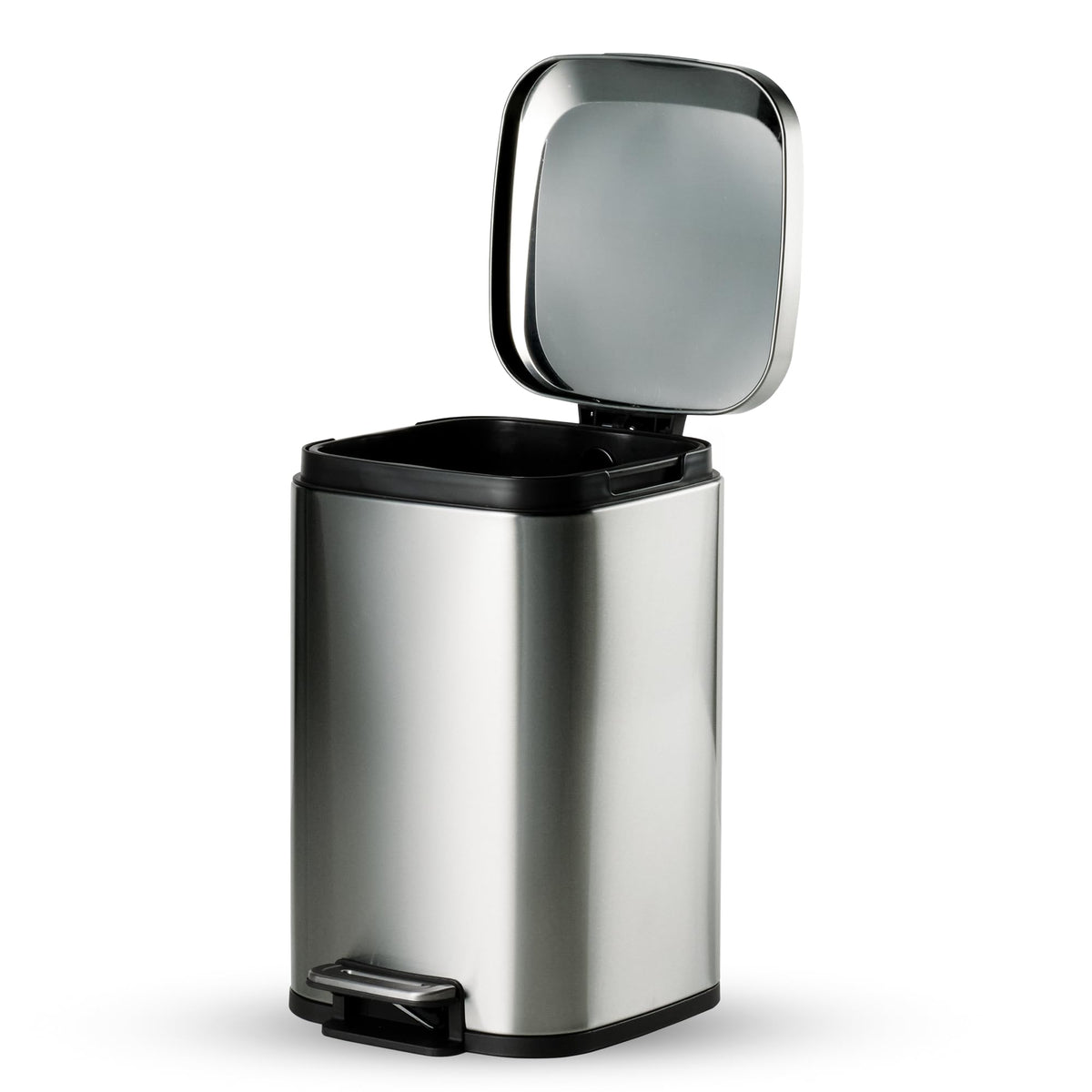 TRAMONTINA 20 Litre Stainless Steel Step Dustbin | Fingerprint-Resistant Finish | Soft-Close Lid | Removable Inner Bucket | Square Trash Can for Home, Office & Hospitality