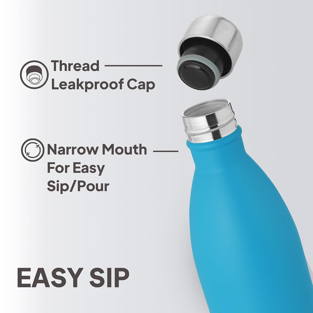 Cello Duro Tuff Steel Series- Swift Double Walled Stainless Steel Water Bottle with Durable DTP Coating, 750ml, Blue