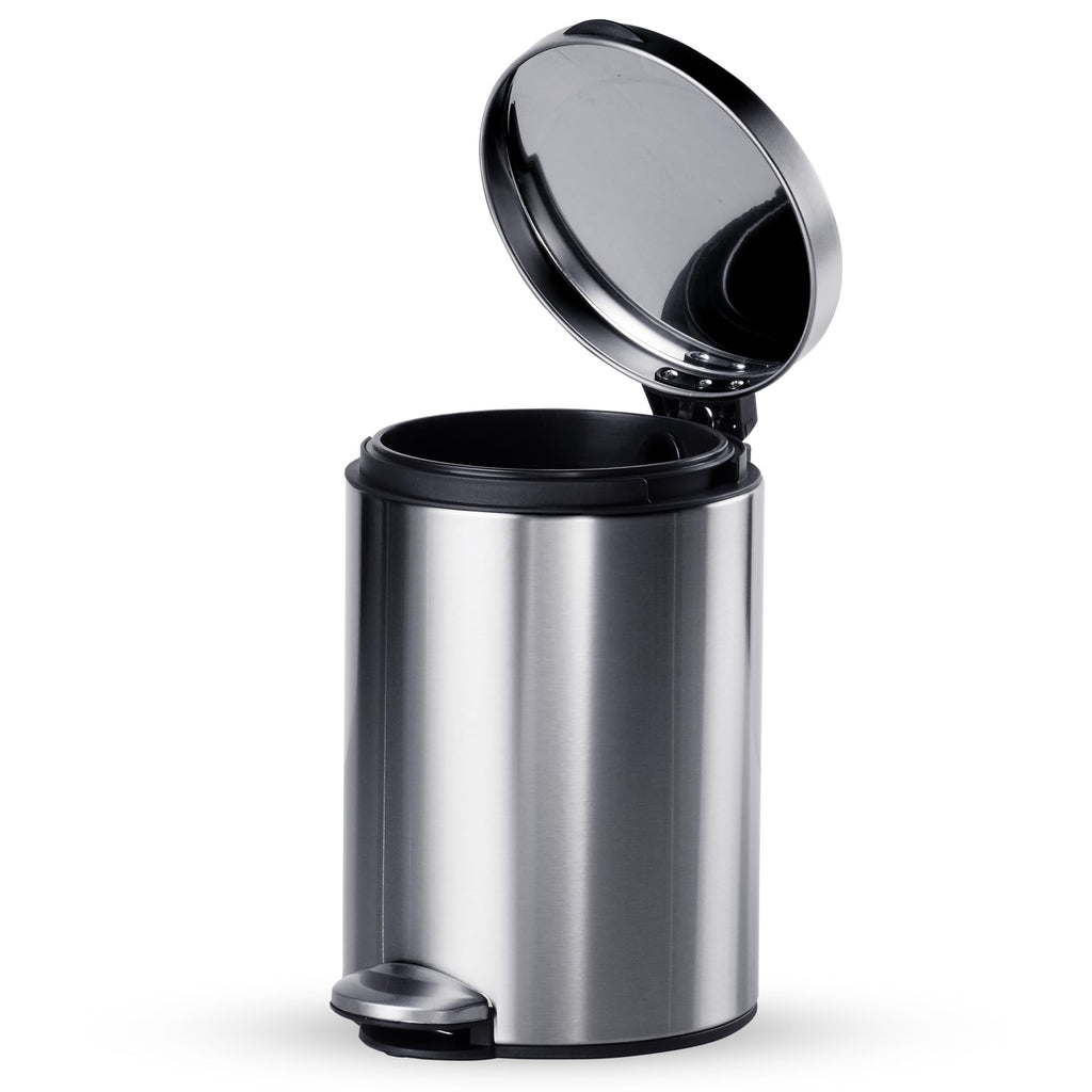 TRAMONTINA 11 Litre Stainless Steel Step Dustbin | Fingerprint-Resistant Finish | Soft-Close Lid | Removable Inner Bucket | Round Trash Can for Home, Office & Hospitality