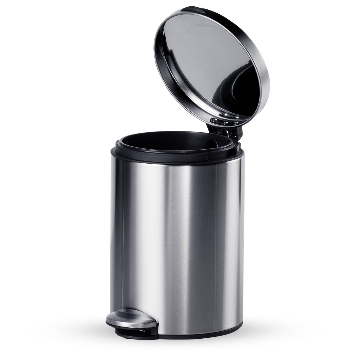 TRAMONTINA 11 Litre Stainless Steel Step Dustbin | Fingerprint-Resistant Finish | Soft-Close Lid | Removable Inner Bucket | Round Trash Can for Home, Office & Hospitality