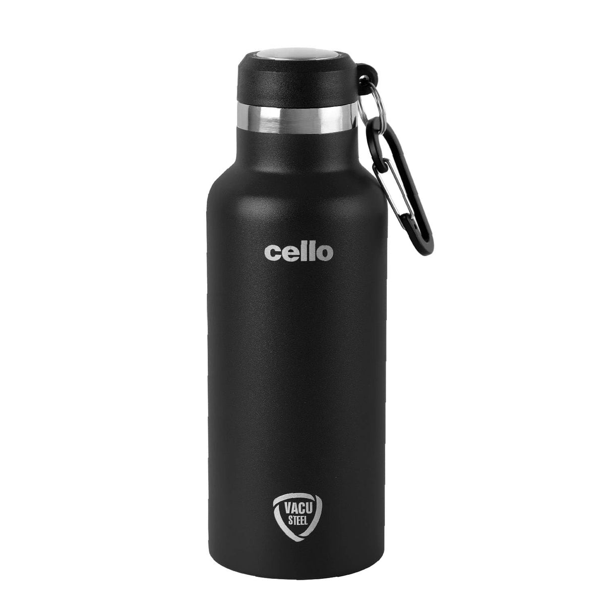 Cello Duro Hector Thermosteel Water Bottle 550 ml, Black | ISI Certified Stainless Steel, Double Walled Vacuum Insulated Flask | 24 Hrs Hot & Cold Thermos Water Bottle For Office, Gym, Travel, Gifting
