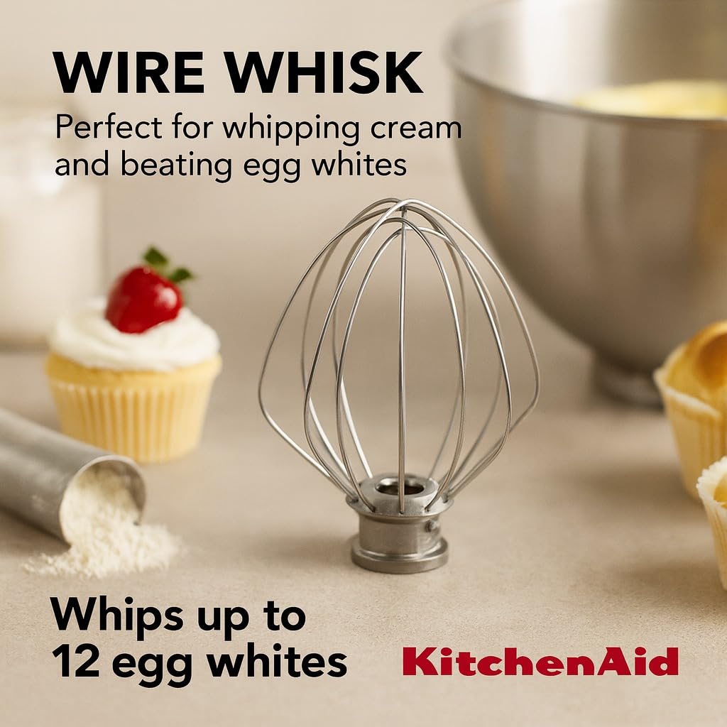 KitchenAid 4.8L Artisan Tilt-Head Stand Mixer – 300W, 10-Speed, Stainless Steel Bowl, Color: Candy Apple– 4.8L Capacity, Includes Flat Beater, Dough Hook, and Wire Whip
