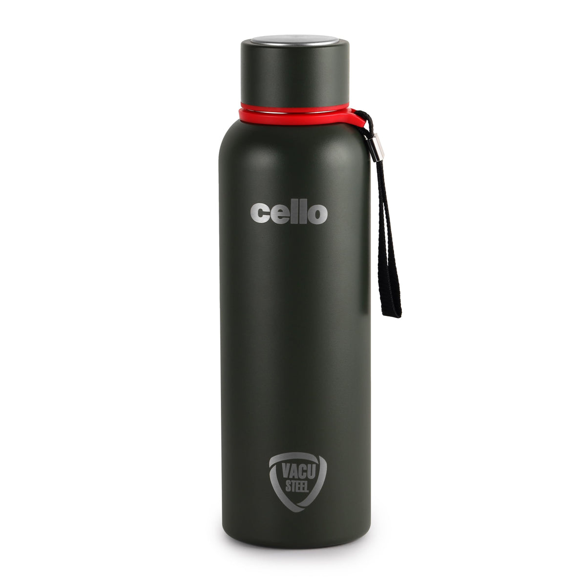 CELLO Duro Kent Stainless Steel Hot and Cold Water Bottle 900 ml Military Green | ISI Certified Spillproof Leakproof Double Wall Vacuum Insulated Thermos Flask Water Bottle for Home Office Gym Travel