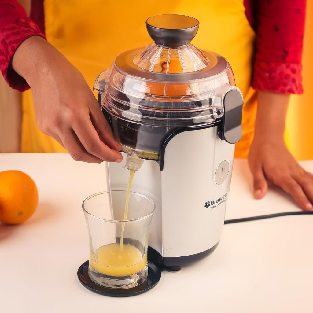 BREWINE CitrusMatic Pro – Fully Automatic Citrus Juicer | 50W Powerful Motor | One-Touch Electric Juicer for Oranges, Lemons & More | Easy to Clean & Compact Design