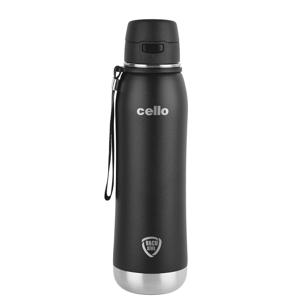 Cello Duro Ace Thermosteel Bottle 900ml, Black | ISI Certified Vacuum Insulated Double Walled Hot & Cold Flask Bottle with DTP Coated | Rust & Leak Proof Water Bottle for Office, College & Travel