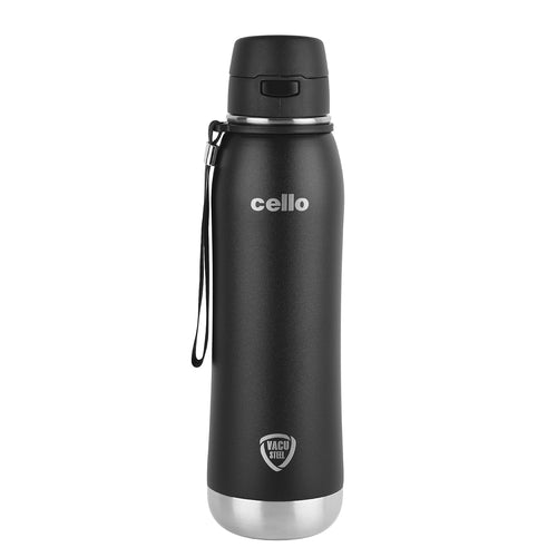 Cello Duro Ace Thermosteel Bottle 900ml, Black | ISI Certified Vacuum Insulated Double Walled Hot & Cold Flask Bottle with DTP Coated | Rust & Leak Proof Water Bottle for Office, College & Travel