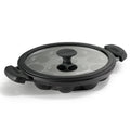 TRAMONTINA Titanex 26 cm Pre-Seasoned Cast Iron Paniyaram | Appe Pan – 12 Pits | Non-Toxic | Induction Ready | Toughned Glass Lid | Snap-on Cool Touch Grips | Superior Heat Retention.