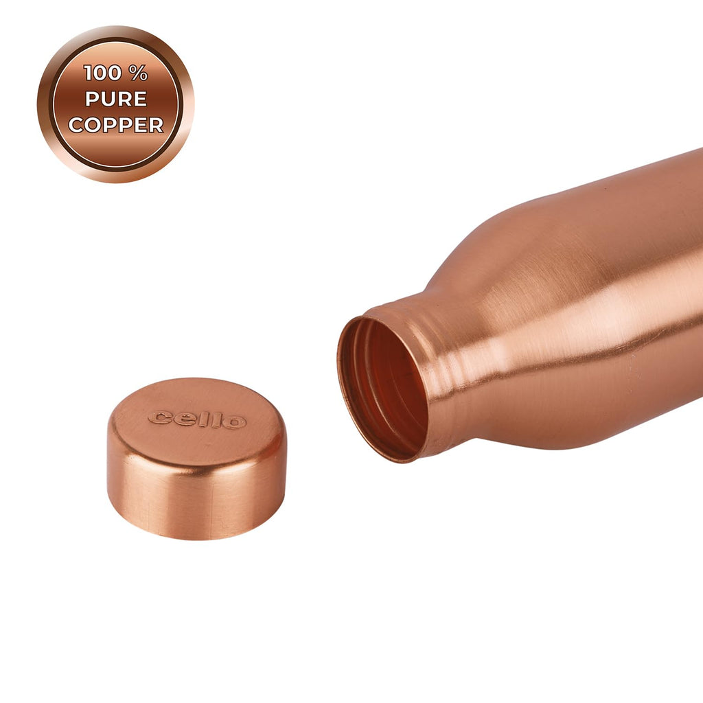 Cello Cop- Pura Moksha Copper Bottle, 750 ml, Copper, Medium (Model: CLO_MKSHA_CBTTLE_750ML, Pack of 1)