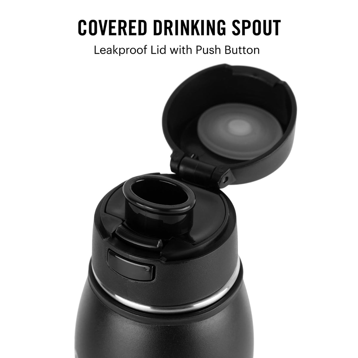 Cello Duro Ace Thermosteel Bottle 900ml, Black | ISI Certified Vacuum Insulated Double Walled Hot & Cold Flask Bottle with DTP Coated | Rust & Leak Proof Water Bottle for Office, College & Travel