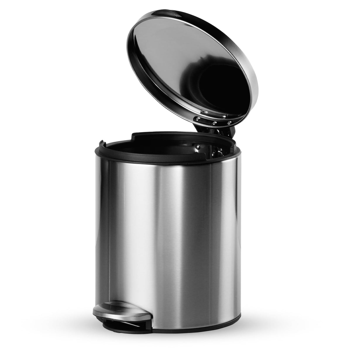 TRAMONTINA 11 Litre Stainless Steel Step Dustbin | Fingerprint-Resistant Finish | Soft-Close Lid | Removable Inner Bucket | Round Trash Can for Home, Office & Hospitality