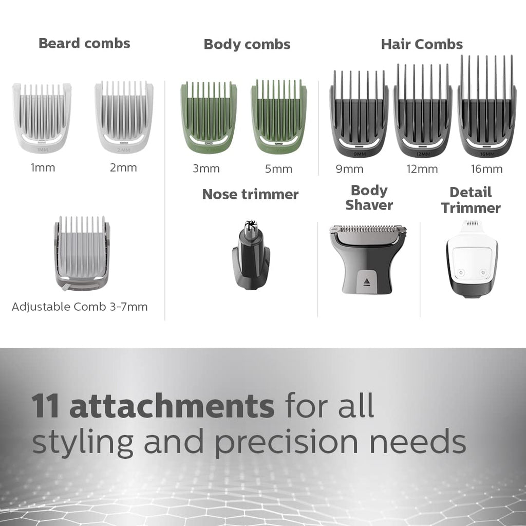 Philips All-in-One Trimmer for Men 13-in-1 Face, Body & Private Parts I DualCut Technology I 120 min runtime I 5 min Quick Charge | 3 Year Warranty I Hassle-Free Maintenance I MG7715/65