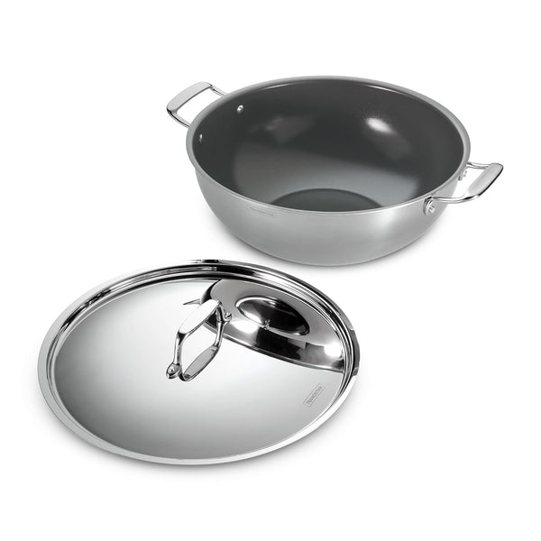 Fusao EX+ Triply Ceramic 36cm Deep Kadai with SS Lid