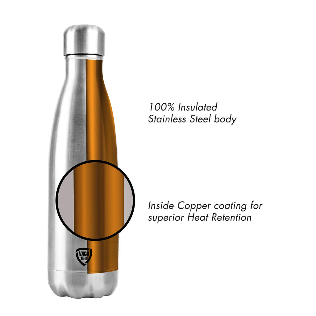 CELLO Swift Stainless Steel Hot and Cold Water Bottle 750 ml Silver | ISI Certified Spillproof Leakproof Double Wall Vacuum Insulated Thermos Flask Water Bottle for School Kids, Office Gym & Travel