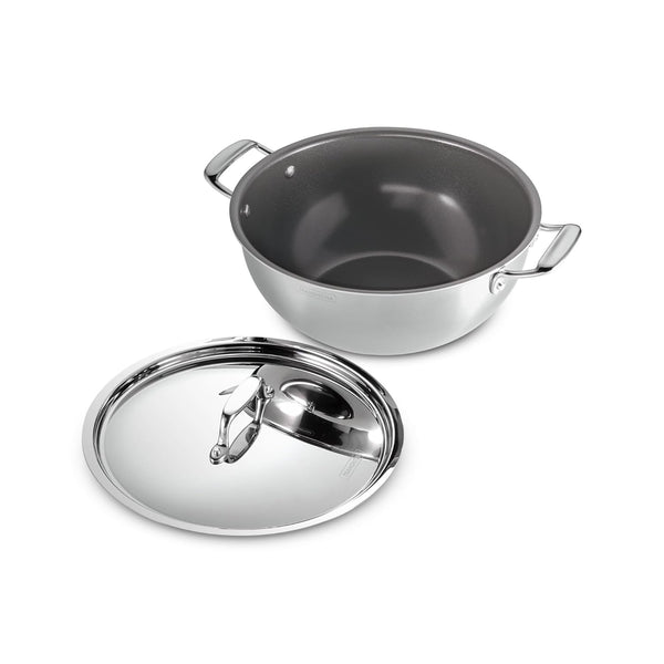 Fusao EX+ Triply Ceramic 32cm Deep Kadai with SS Lid