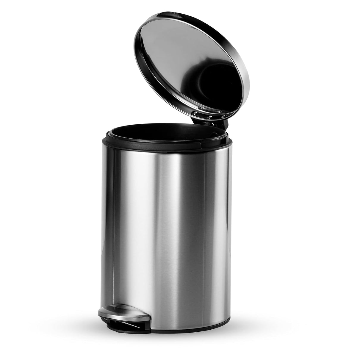 TRAMONTINA 11 Litre Stainless Steel Step Dustbin | Fingerprint-Resistant Finish | Soft-Close Lid | Removable Inner Bucket | Round Trash Can for Home, Office & Hospitality