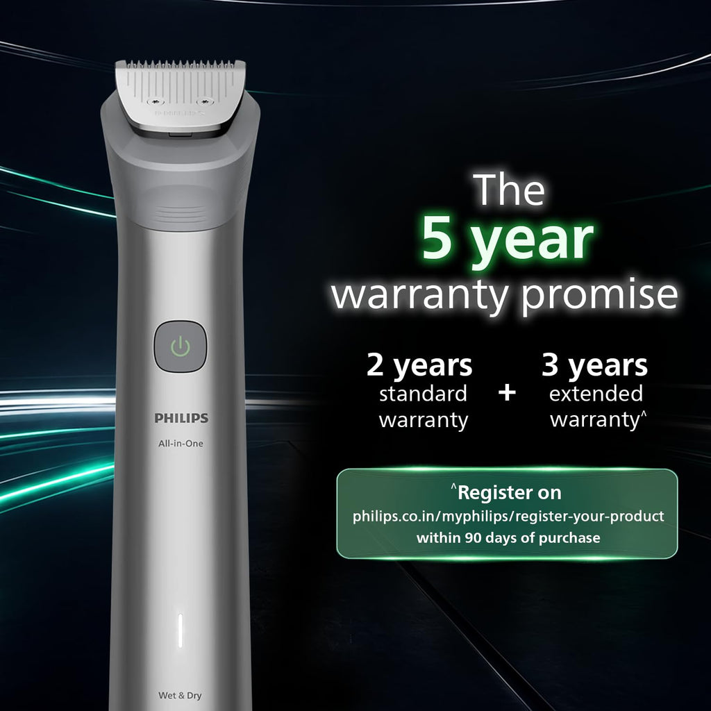 Philips India's No.1 Men's Trimmer* | Effortless styling | BeardSense Technology | All-in-One Grooming Kit- Face, Head, Body | 120min runtime | IPX7 Waterproof | 5yr warranty* | MG5932