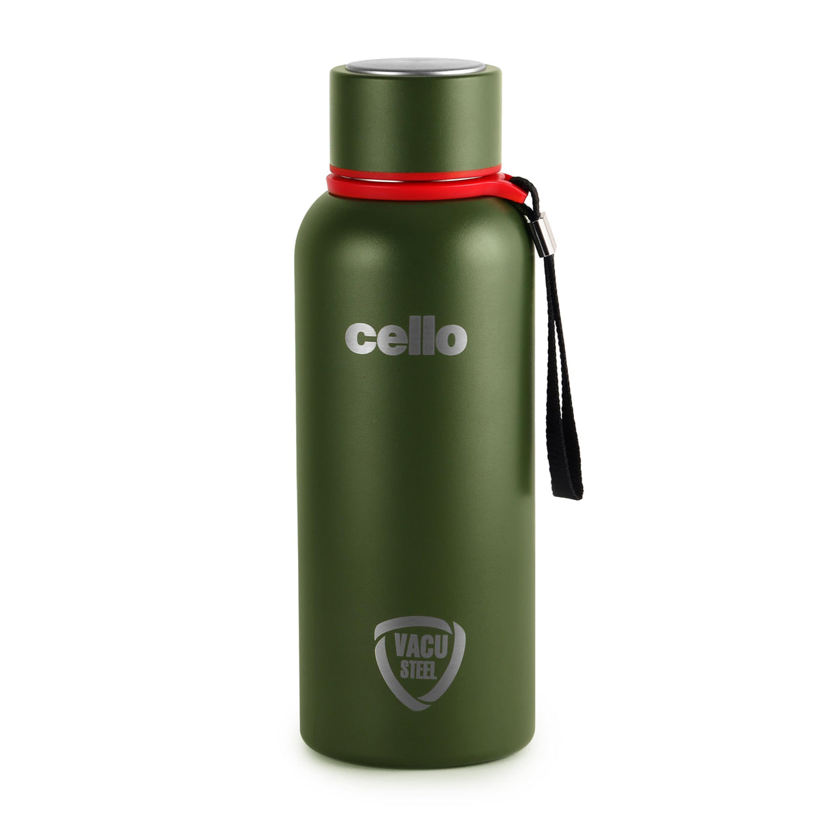 CELLO Duro Kent Stainless Steel Hot and Cold Water Bottle 900 ml Military Green | ISI Certified Spillproof Leakproof Double Wall Vacuum Insulated Thermos Flask Water Bottle for Home Office Gym Travel