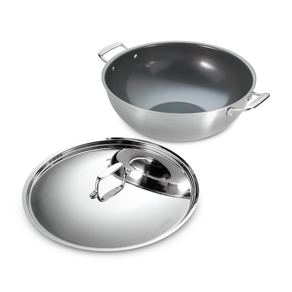 Fusao EX+ Triply Ceramic 40cm Deep Kadai with SS Lid
