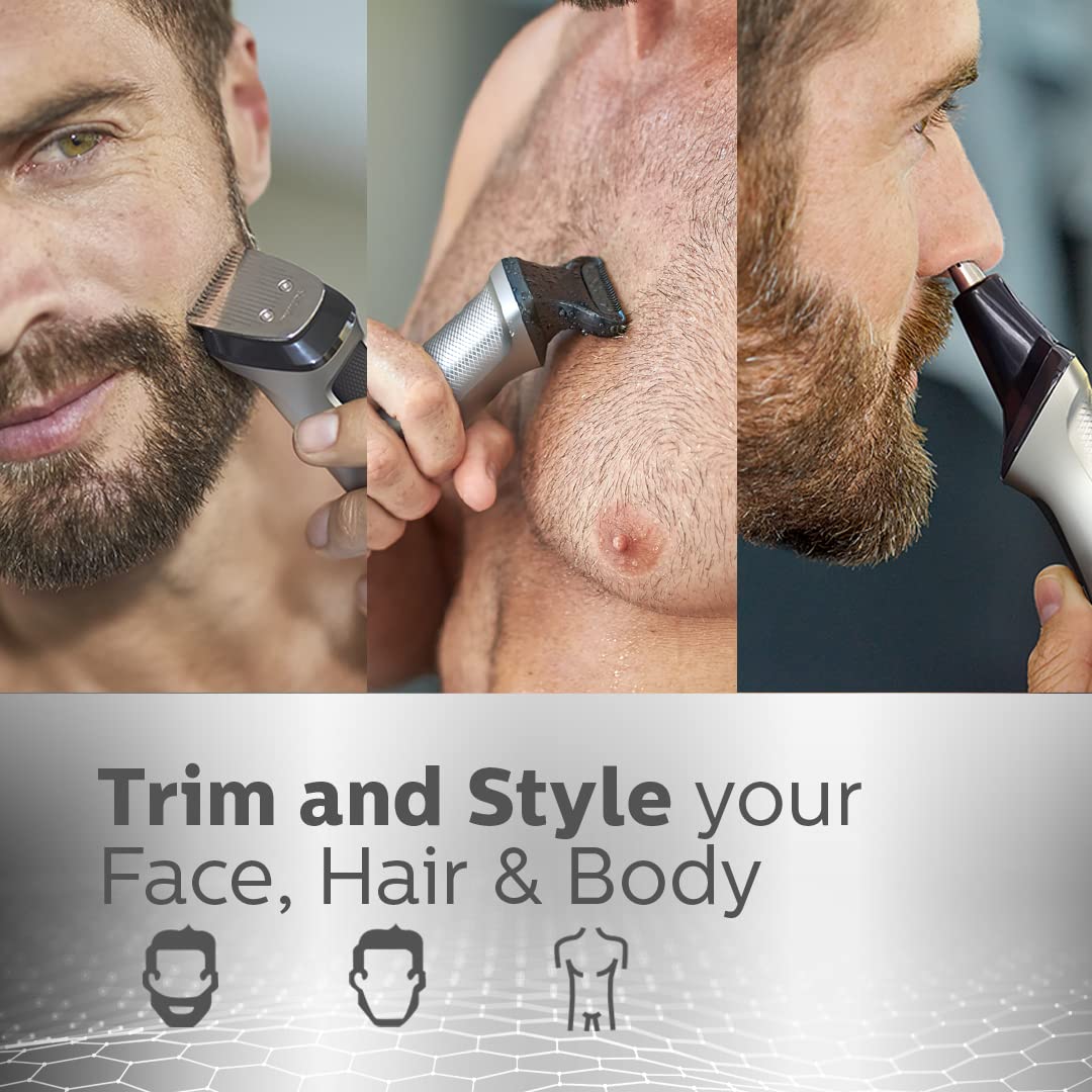Philips All-in-One Trimmer for Men 13-in-1 Face, Body & Private Parts I DualCut Technology I 120 min runtime I 5 min Quick Charge | 3 Year Warranty I Hassle-Free Maintenance I MG7715/65