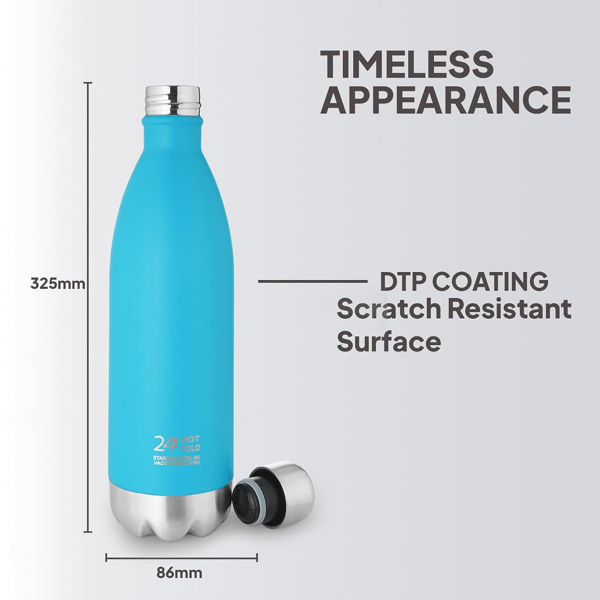 Cello Duro Tuff Steel Series- Swift Double Walled Stainless Steel Water Bottle with Durable DTP Coating, 750ml, Blue
