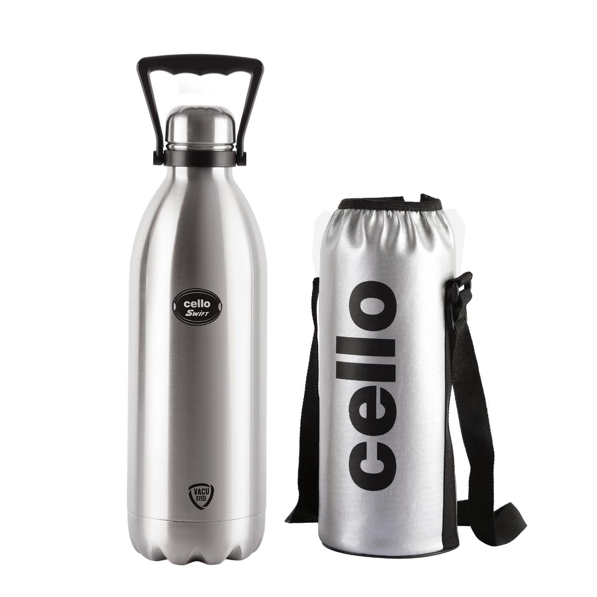 CELLO Swift Stainless Steel Hot and Cold Water Bottle 750 ml Silver | ISI Certified Spillproof Leakproof Double Wall Vacuum Insulated Thermos Flask Water Bottle for School Kids, Office Gym & Travel