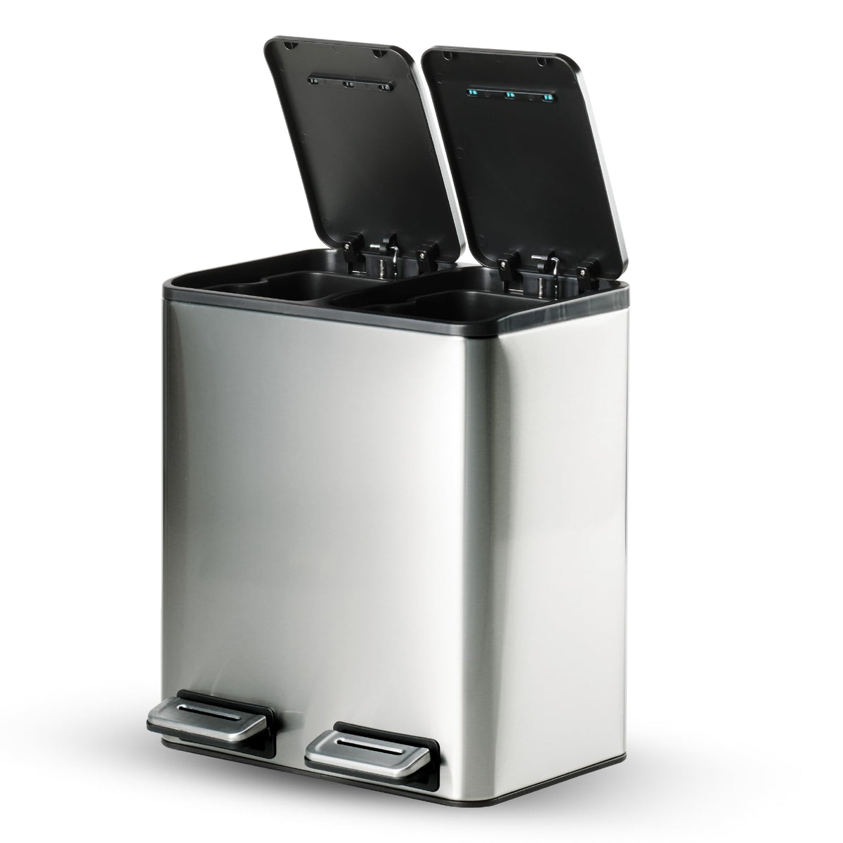 TRAMONTINA 20 Litre Stainless Steel Step Dustbin | Fingerprint-Resistant Finish | Soft-Close Lid | Removable Inner Bucket | Square Trash Can for Home, Office & Hospitality