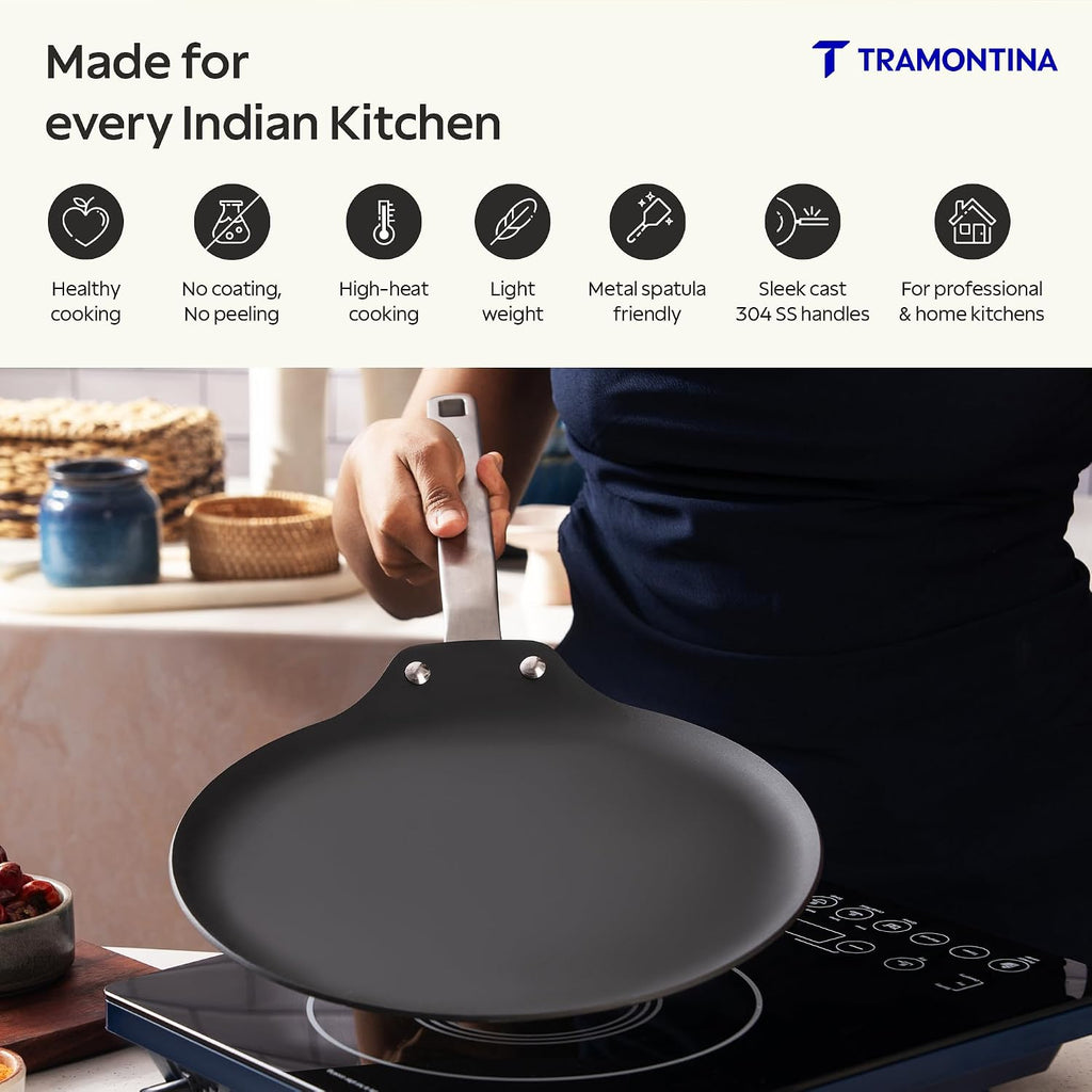 TRAMONTINA Heritage Iron Dosa Tawa 26 cm | Black