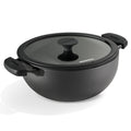 TRAMONTINA TITANEX 30cm / 6.8 L Pre-Seasoned Heritage Cast Iron Deep Kadai with Toughened Glass Lid | Snap-On Silicone Grips | Kadhai for Curry | Gas/Induction Cookware | Life-Time Warranty