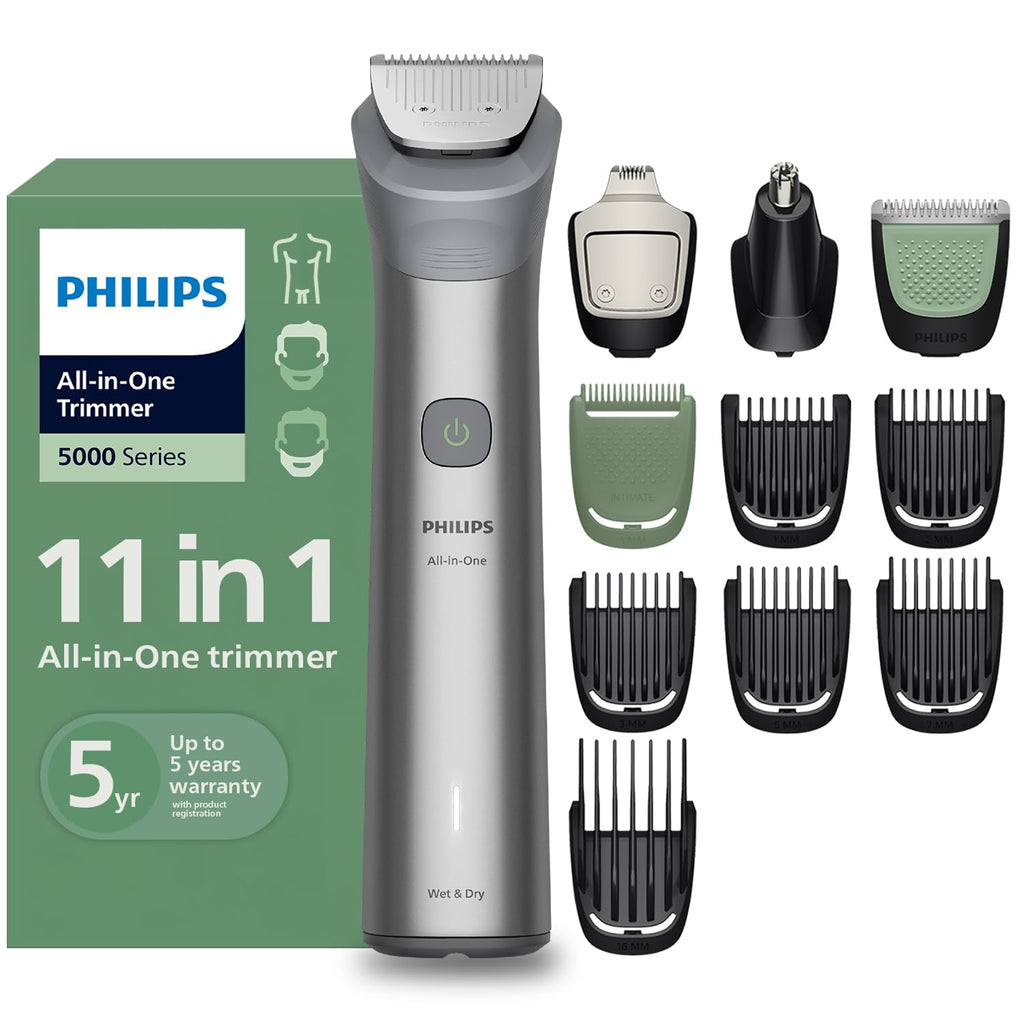 Philips India's No.1 Men's Trimmer | Skin Safe Grooming I 13-in-1 Essential Body Kit - Body, Face & Private Parts I 3 Year Warranty I 120 min runtime I 5 min Quick Charge MG5930/65