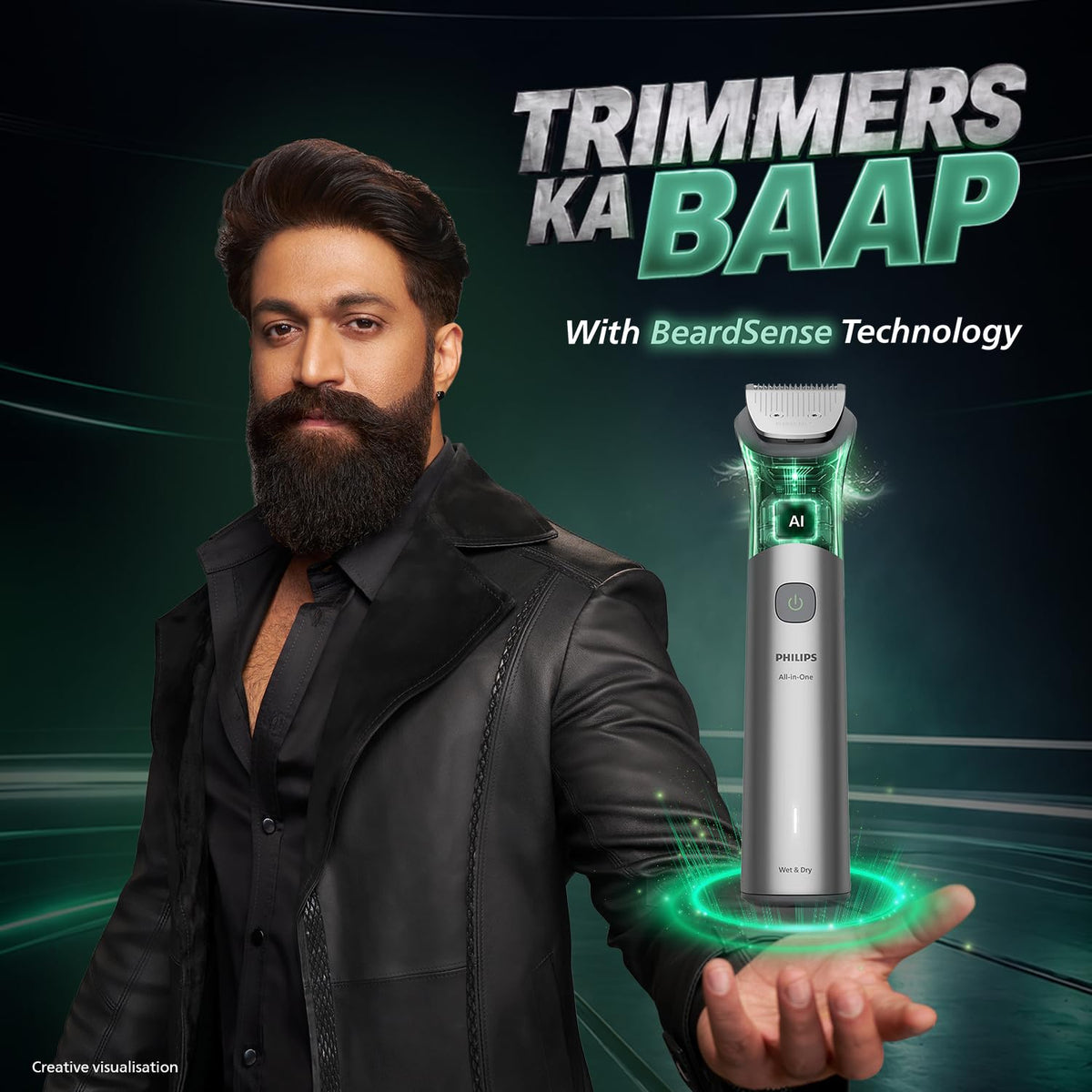 Philips India's No.1 Men's Trimmer* | Effortless styling | BeardSense Technology | All-in-One Grooming Kit- Face, Head, Body | 120min runtime | IPX7 Waterproof | 5yr warranty* | MG5932