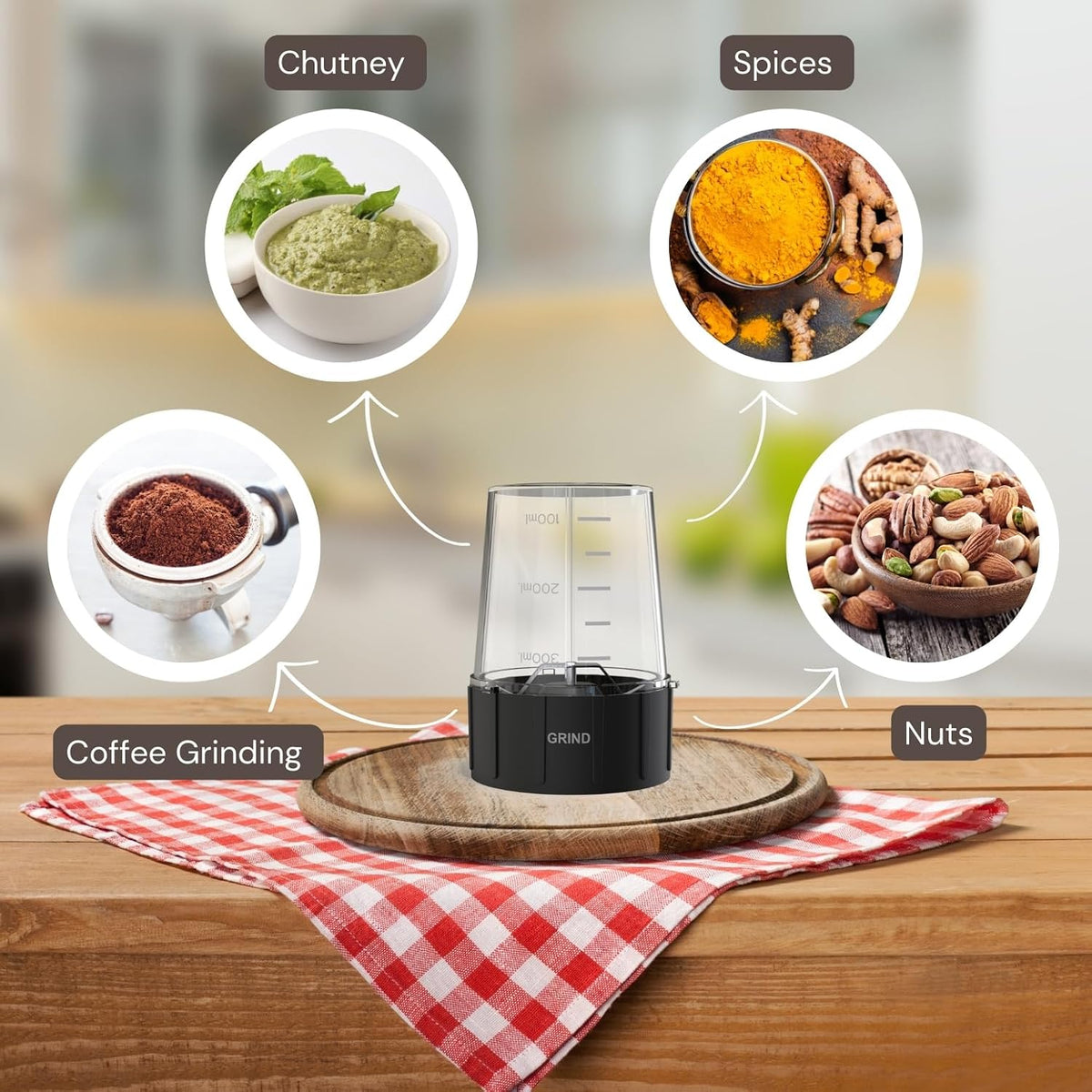 Brewine Flora 500 Nutri Blender | 500W Powerful Copper Motor | 3 Multipurpose Cups | 2-Year Warranty | Smoothies, Spices & Baby Food Maker (Black, 500 Watts Black)