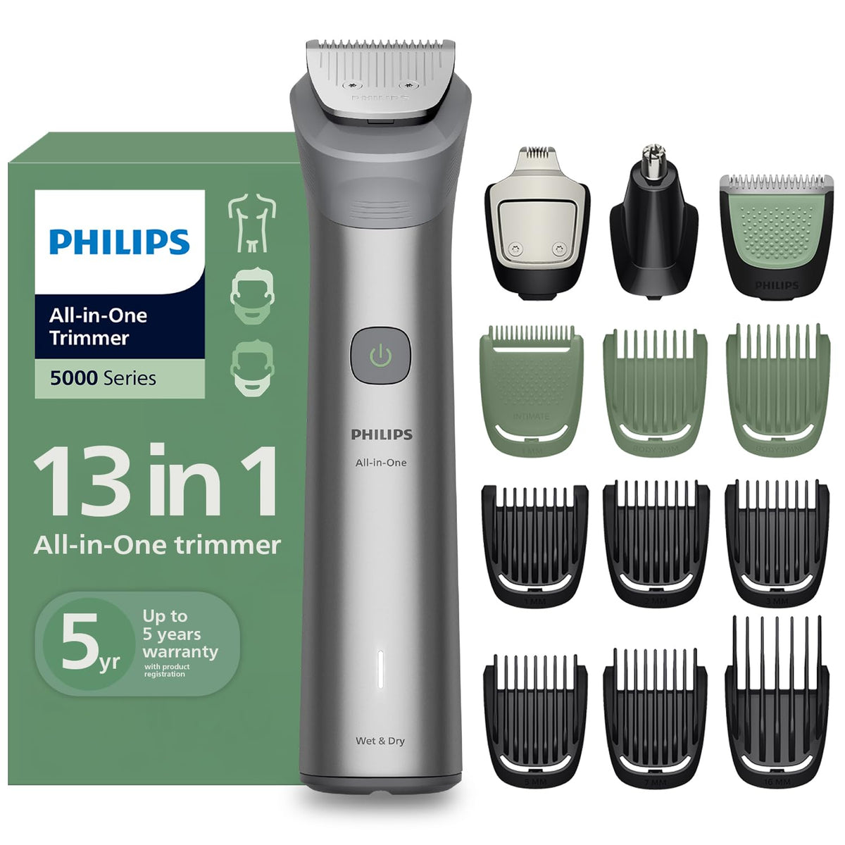 Philips India's No.1 Men's Trimmer* | Effortless styling | BeardSense Technology | All-in-One Grooming Kit- Face, Head, Body | 120min runtime | IPX7 Waterproof | 5yr warranty* | MG5932