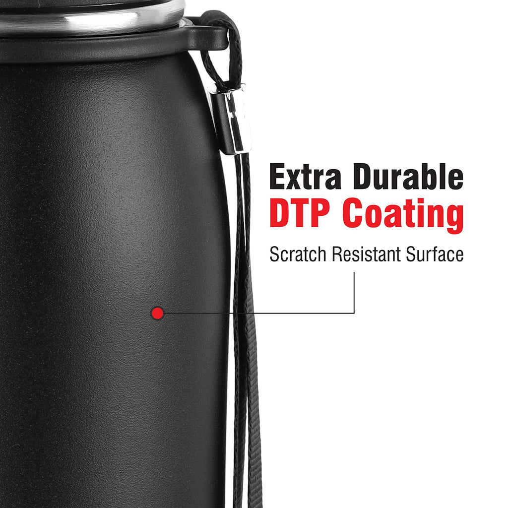 Cello Duro Ace Thermosteel Bottle 900ml, Black | ISI Certified Vacuum Insulated Double Walled Hot & Cold Flask Bottle with DTP Coated | Rust & Leak Proof Water Bottle for Office, College & Travel