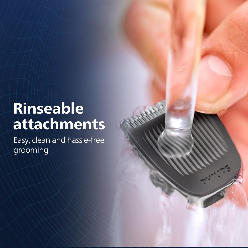 Philips India's No.1 Men's Trimmer | Self Sharpening Blades | Single Stroke Grooming I 9 In1 Face, Nose And Body I 2 +1* Year Warranty | No Oil Needed I 60 Min Runtime I MG3710/65,Black