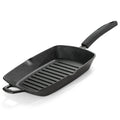 Tramontina Titanex 27 cm Pre-Seasoned Cast Iron Grill Pan, Non-Toxic, Induction Ready, Easy Hold Non-Slip Heat-Resistant Grip, Deep Ridges for Enhanced Texture & Fat Release, Spouts for Easy Deglazing