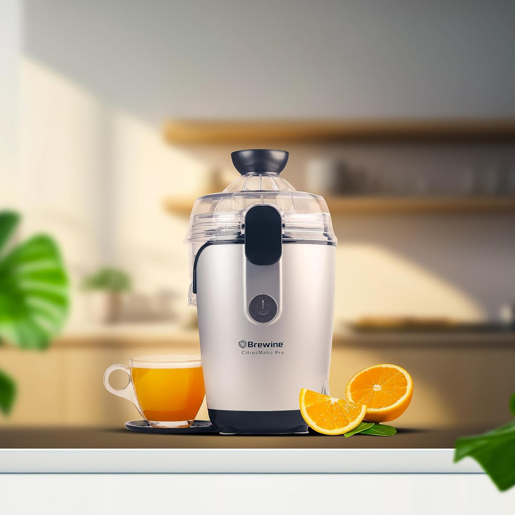 BREWINE CitrusMatic Pro – Fully Automatic Citrus Juicer | 50W Powerful Motor | One-Touch Electric Juicer for Oranges, Lemons & More | Easy to Clean & Compact Design