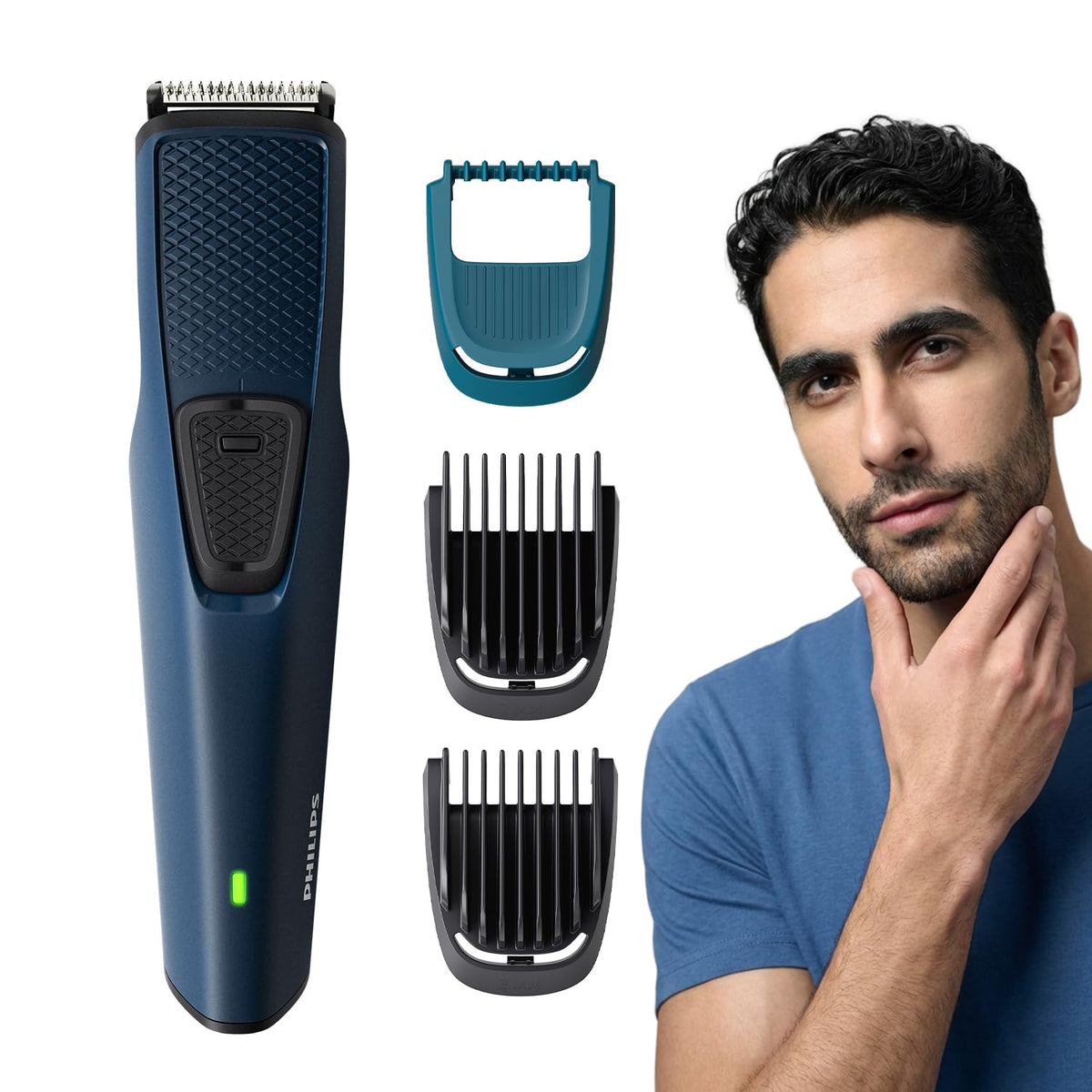 Philips India's No.1 Men's Trimmer* | Skin Safe Beard Trimmer for Men | Durapower tech | Self Sharpening Blades | Skin Protect Comb | 30 min runtime USB charging | No oil needed | 2yr warranty |BT1232