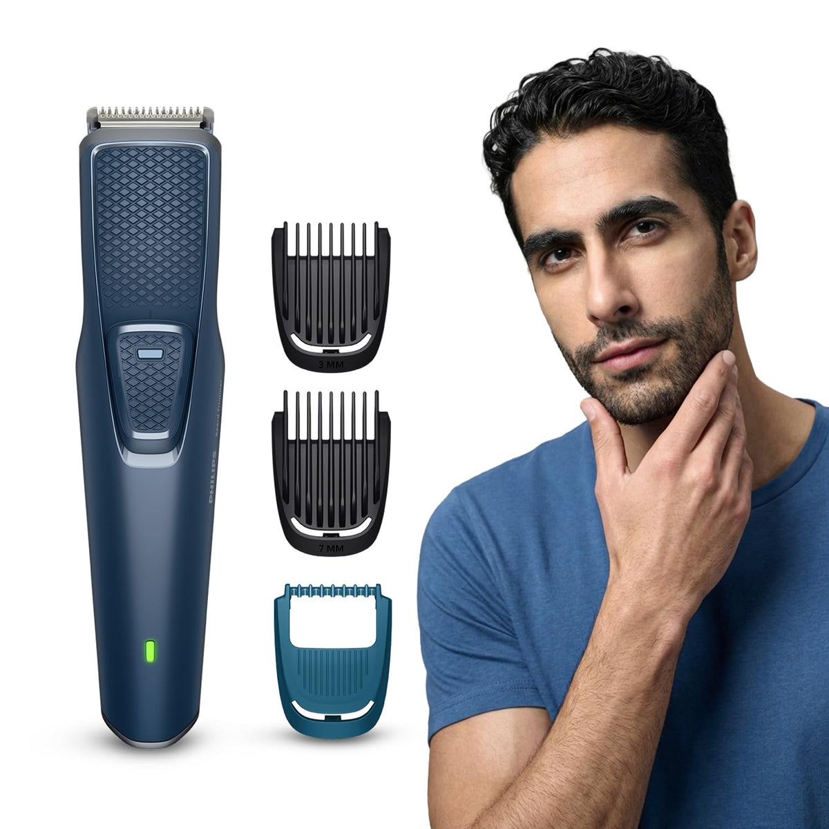 Philips India's No.1 Men's Trimmer* | Skin Safe Beard Trimmer for Men | Durapower tech | Self Sharpening Blades | Skin Protect Comb | 30 min runtime USB charging | No oil needed | 2yr warranty |BT1232